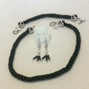 FINAL SALE PRICE Green Jewelry Set with Brown & Black AB Accents